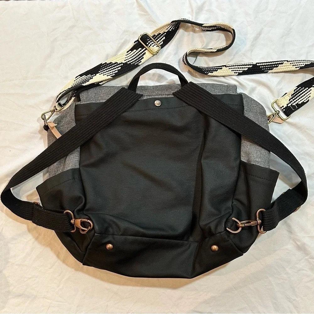 Petunia Pickle Bottom boxy backpack diaper bag graphite/black gingham strap